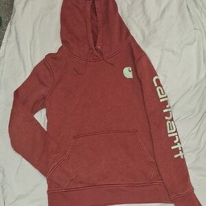 Carhartt Brick Red Pull Over Hoodie with Logo Wmns Sz Small